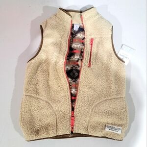 Carters Boys Cream Sherpa Reversible Vest with Southwest Print size 7 Boys NWT